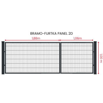 Bramo-furtka panel 2D 2,94 m x 1,00 m - antracyt